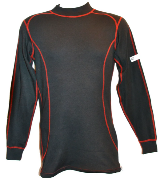 PXP Long Sleeve Sport Cut Top Black w/ Red Stitching