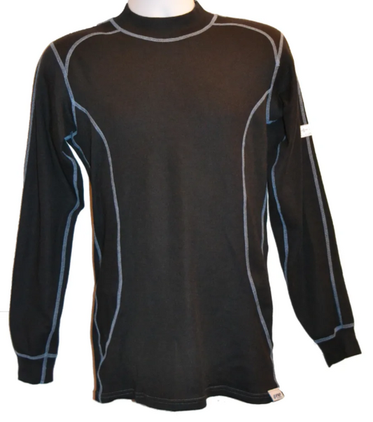 PXP Long Sleeve Sport Cut Top Black w/ Blue Stitching